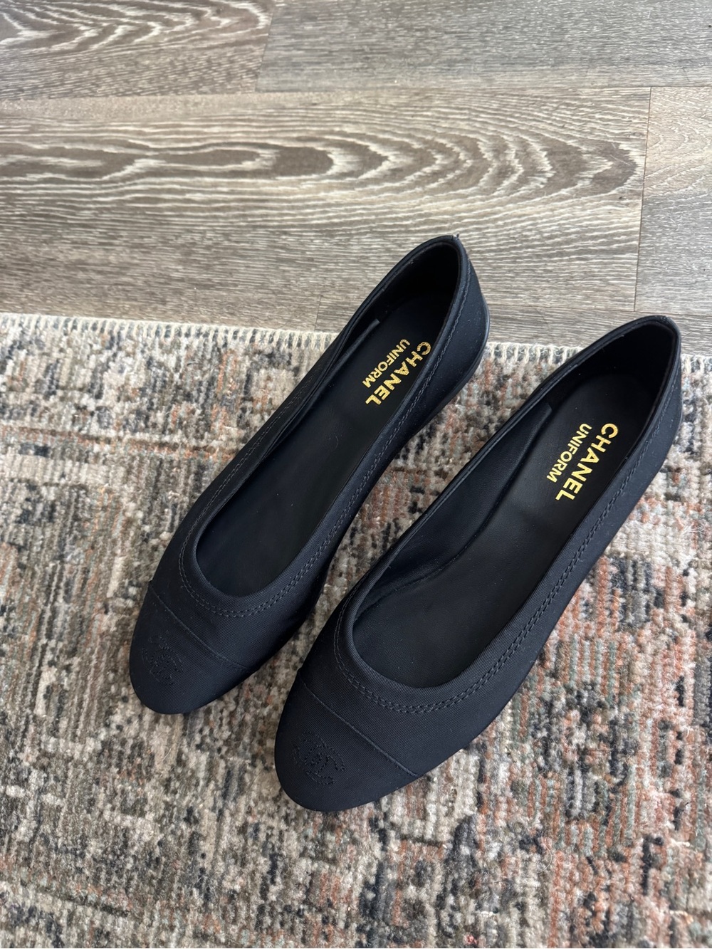 CHANEL Uniform Black Ballet Flats | Embroidered CC Logo | NEW / Never Worn